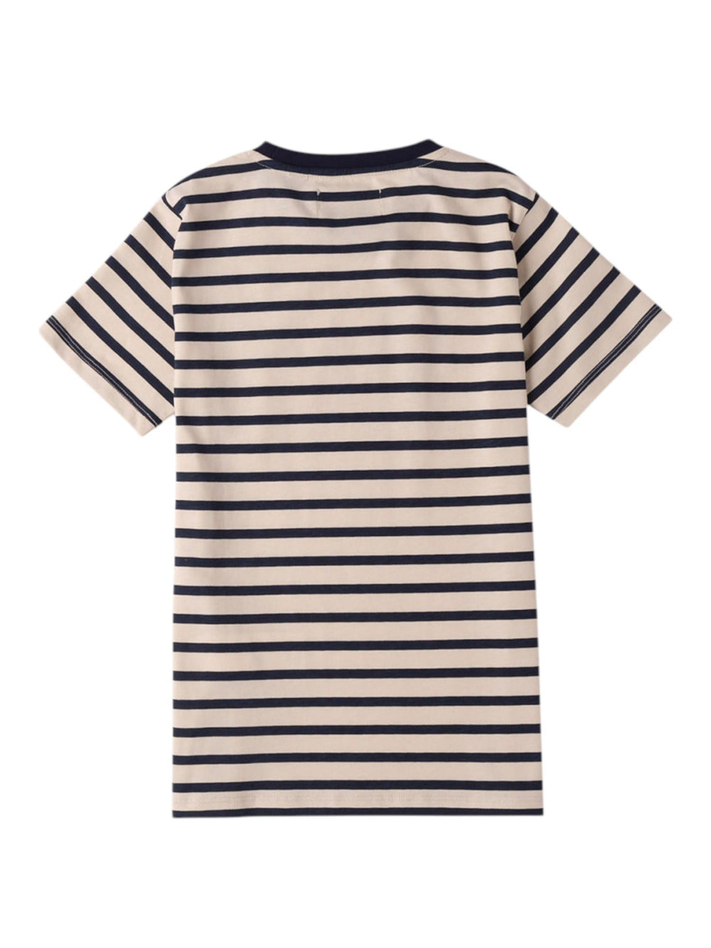 T-shirt bambino a righe navy e crema con logo