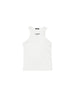 Top bambina bianco senza maniche in cotone elasticizzato