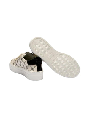 Sneakers bambina in pelle fantasia catene con dettagli neri