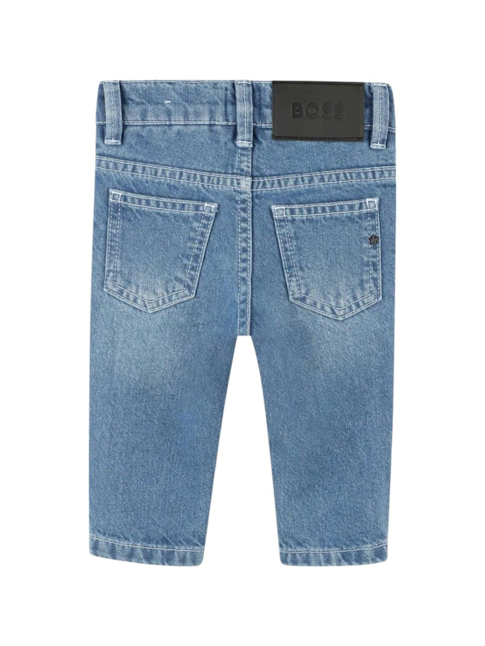 Jeans bambino denim blu chiaro con taglio dritto e logo
