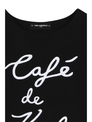 Felpa bambina nera con scritta Café de Karl ricamata
