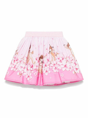Gonna bambina rosa in cotone con strato in tulle
