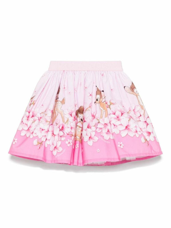 Gonna bambina rosa in cotone con strato in tulle