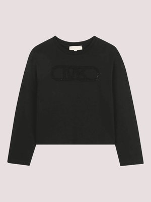 T-shirt per bambina Michael Kors Kids nera con dettaglio logo R30495 /09B MICHAEL KORS 