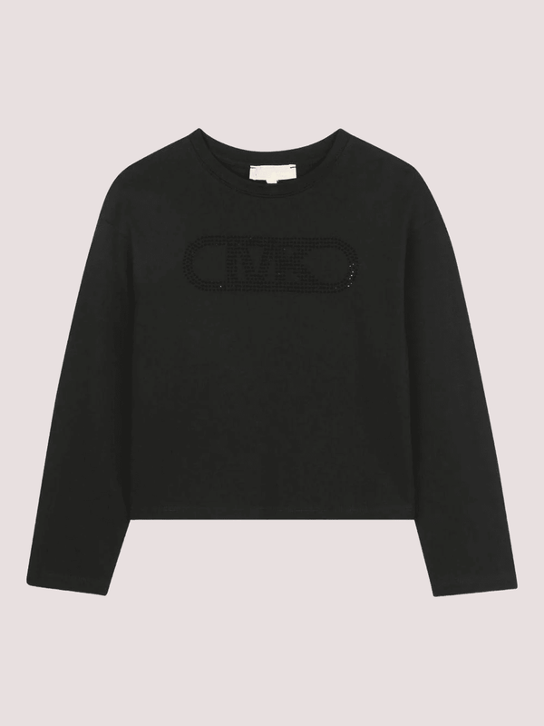 T-shirt per bambina Michael Kors Kids nera con dettaglio logo R30495 /09B MICHAEL KORS 