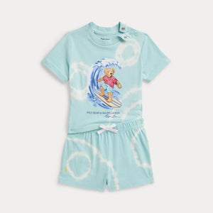 T-shirt e pantaloncini in cotone tie-dye con orso polo 320B14132 /001 POLO RALPH LAUREN 