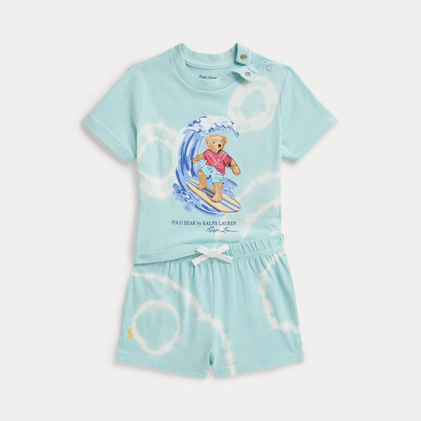 T-shirt e pantaloncini in cotone tie-dye con orso polo 320B14132 /001 POLO RALPH LAUREN 