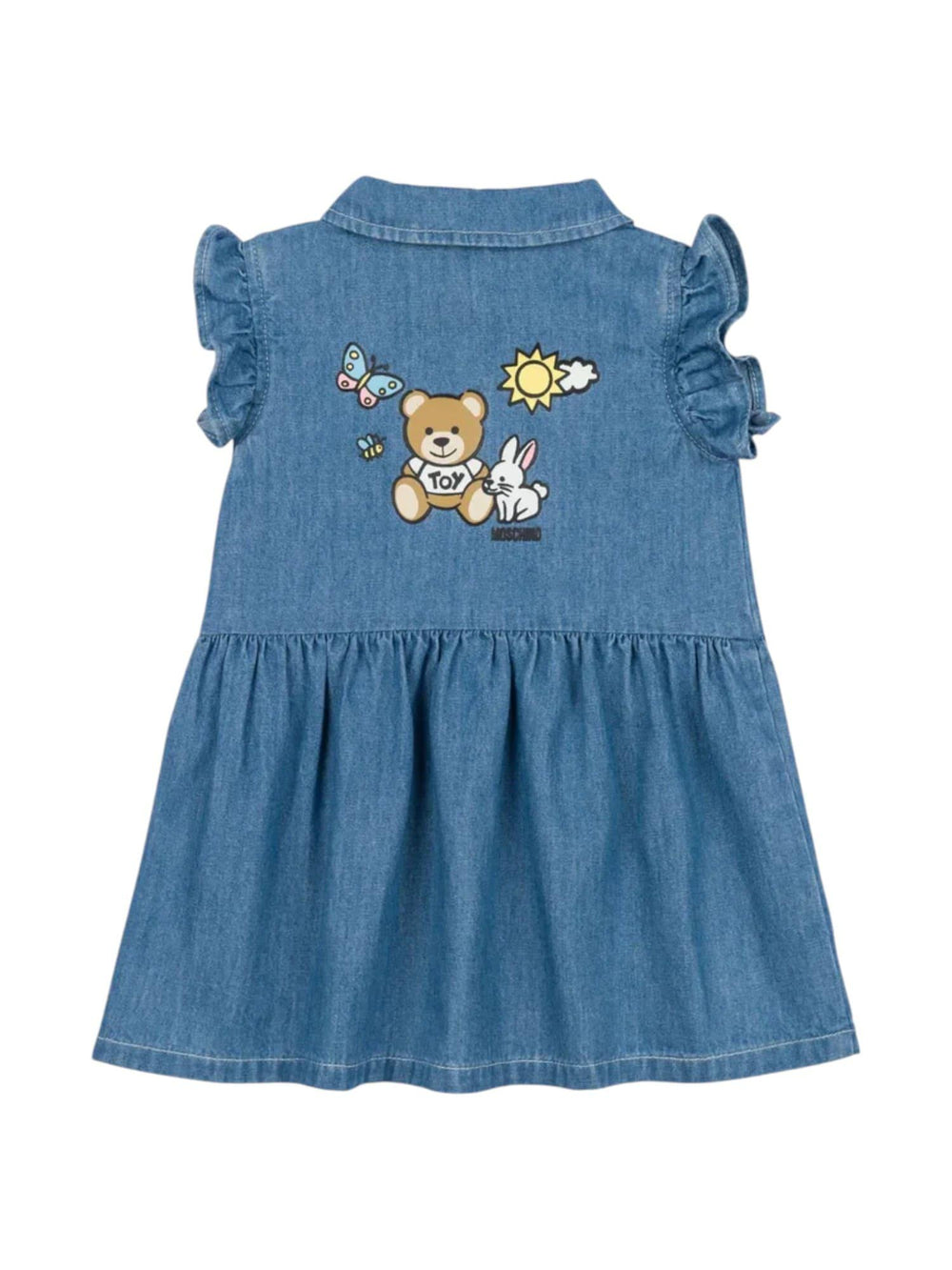 Abito in denim bambina smanicato con logo