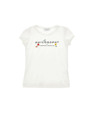T-shirt logo e fiorellini I1G613 7201 /1 PHILOSOPHY KIDS 