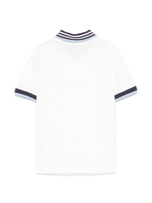 Polo bambino avorio e blu con logo ricamato