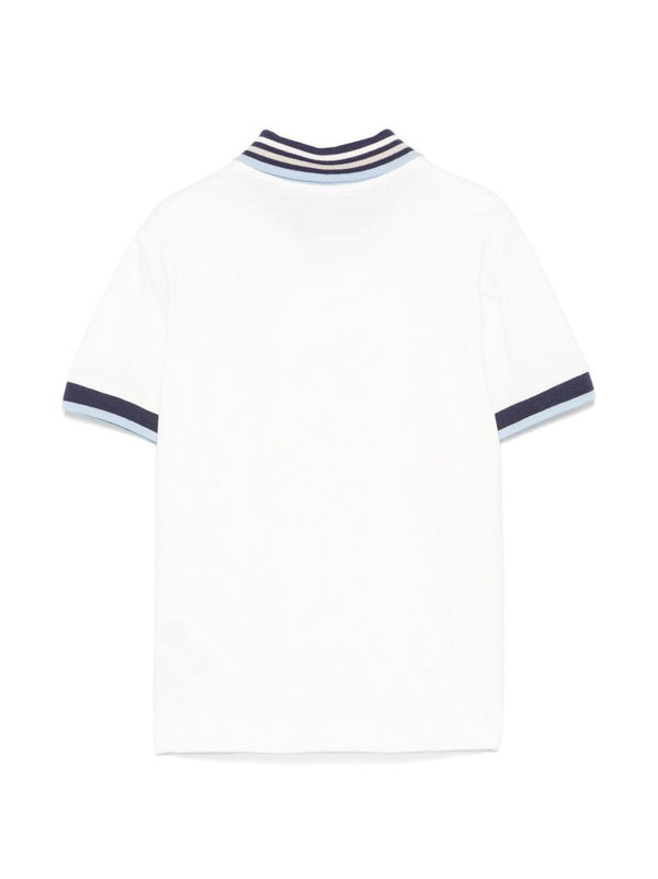 Polo bambino avorio e blu con logo ricamato