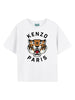 T-shirt bambino bianca in cotone con logo tigre