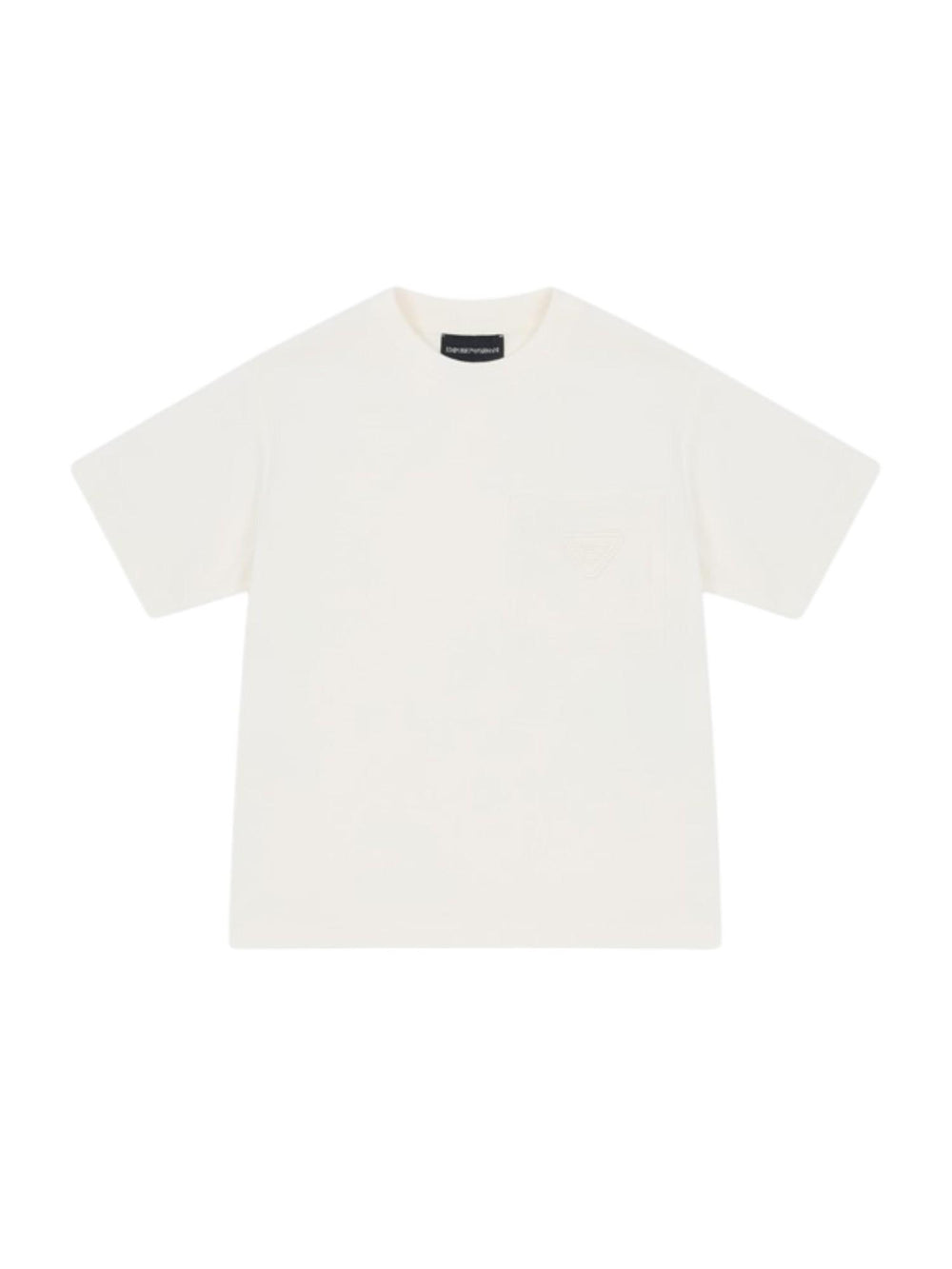 T-shirt bambino off white con taschino e logo tono su tono
