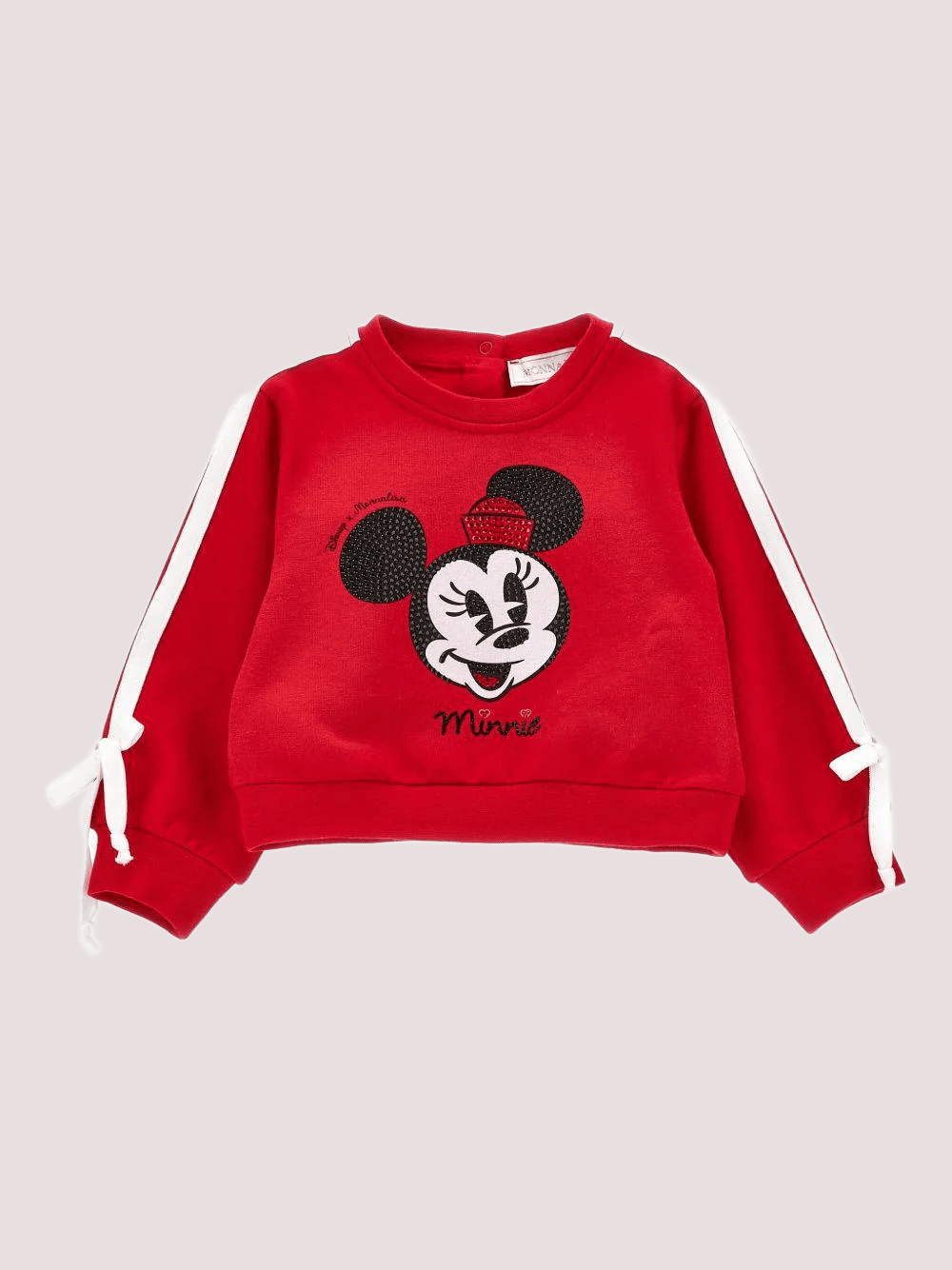 Felpa per neonata Monnalisa rossa con stampa Minnie<BR/> 39F620 6004 /0043 MONNALISA 