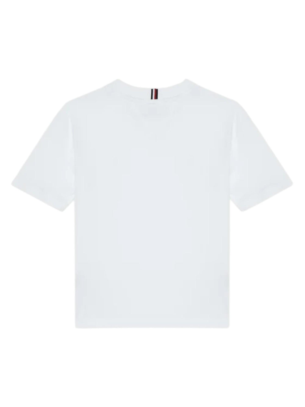 T-shirt bambino bianca in cotone sostenibile con logo