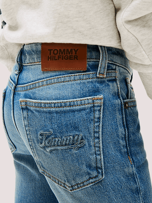 Jeans a campana con logo ricamato<BR/> KG0KG08645 /1BJ TOMMY HILFIGER 