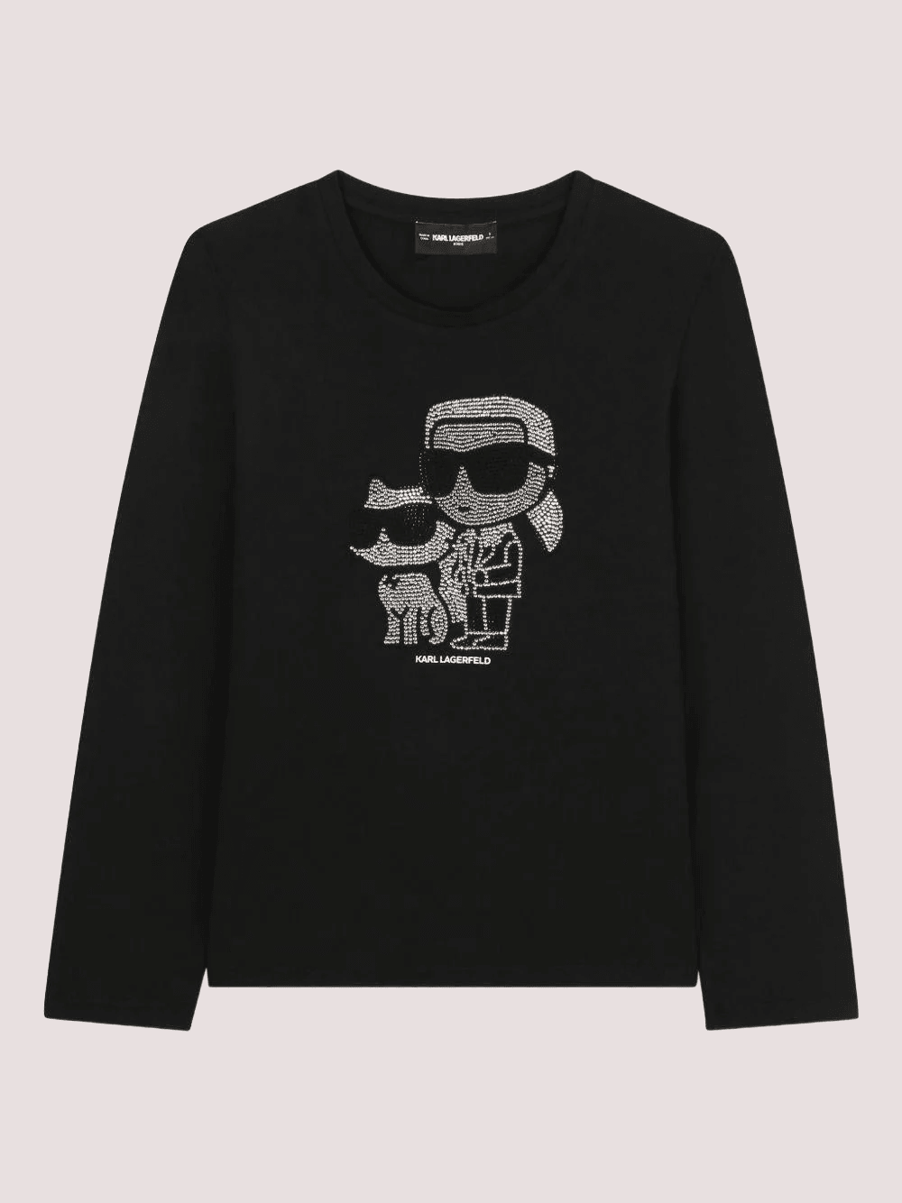 T-shirt a maniche lunghe nera con motivo Ikon Karl & Choupette Z30940 /09B KARL LAGERFELD 