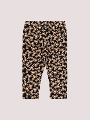 Leggings neri per neonata con Teddy Bear all over MHP032 LBB8E /84923 MOSCHINO 