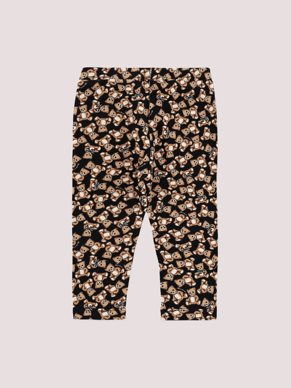 Leggings neri per neonata con Teddy Bear all over MHP032 LBB8E /84923 MOSCHINO 