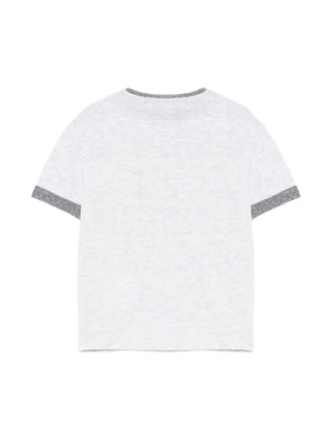 Maglia bambino grigio chiaro melange con bordi a contrasto