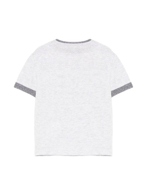Maglia bambino grigio chiaro melange con bordi a contrasto