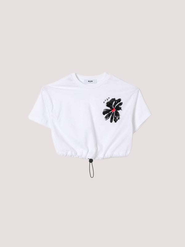T-shirt cropped con stampa S6MSJGTH106 /001 MSGM KIDS 
