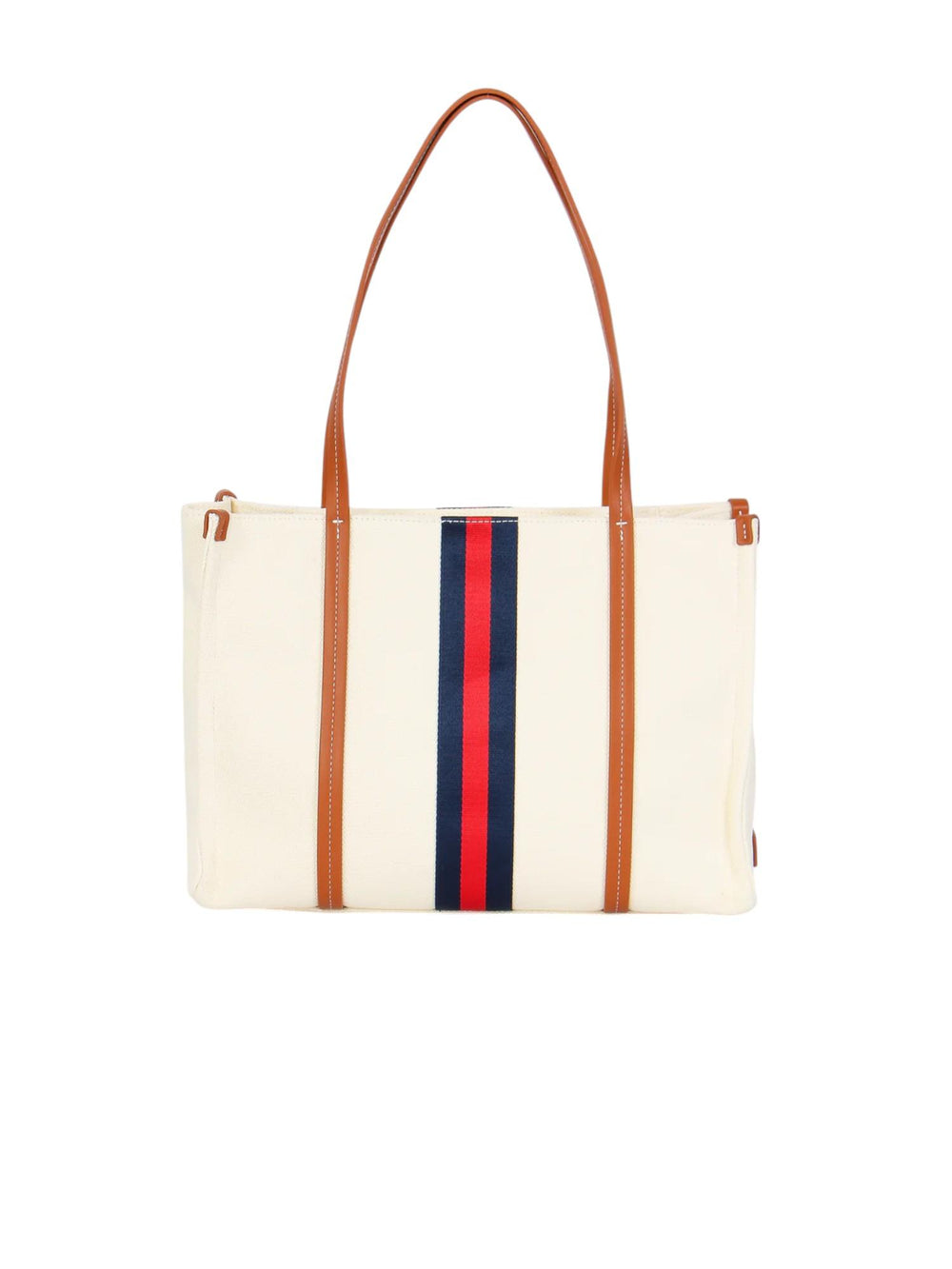 Borsa donna canvas white in cotone con orsetto ricamato