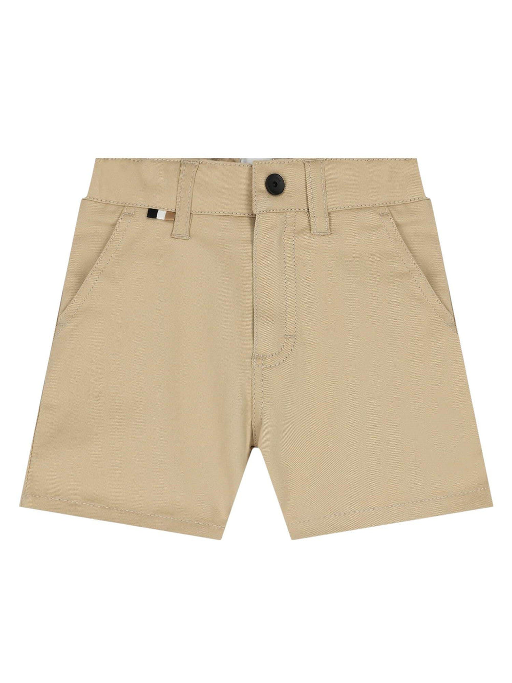 Shorts bambino beige con vita regolabile e tasche laterali