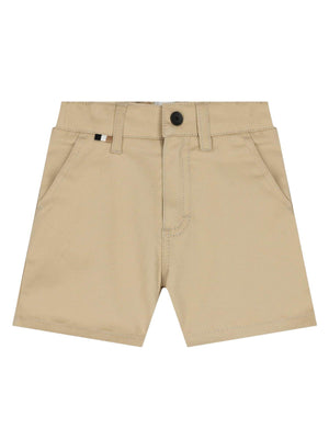 Shorts bambino beige con vita regolabile e tasche laterali