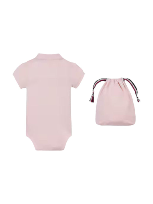 Set body polo bambina rosa con sacca coordinata
