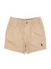 Shorts bambino beige in cotone stretch con vita elasticizzata