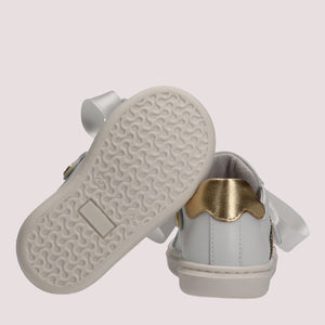 Sneaker con lacci in raso e zip laterale bianco/avorio F1A9 E0490 0092 /B093 ELISABETTA FRANCHI La Mia Bambina 