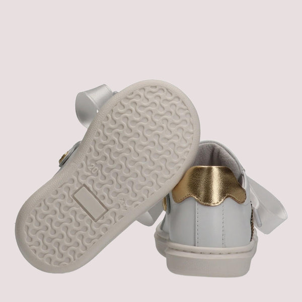 Sneaker con lacci in raso e zip laterale bianco/avorio F1A9 E0490 0092 /B093 ELISABETTA FRANCHI La Mia Bambina 