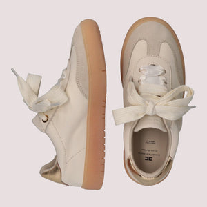 Sneakers basse con fiocco e dettaglio metallico butter/gold F4A9 E0510 1877 /A725 ELISABETTA FRANCHI La Mia Bambina 