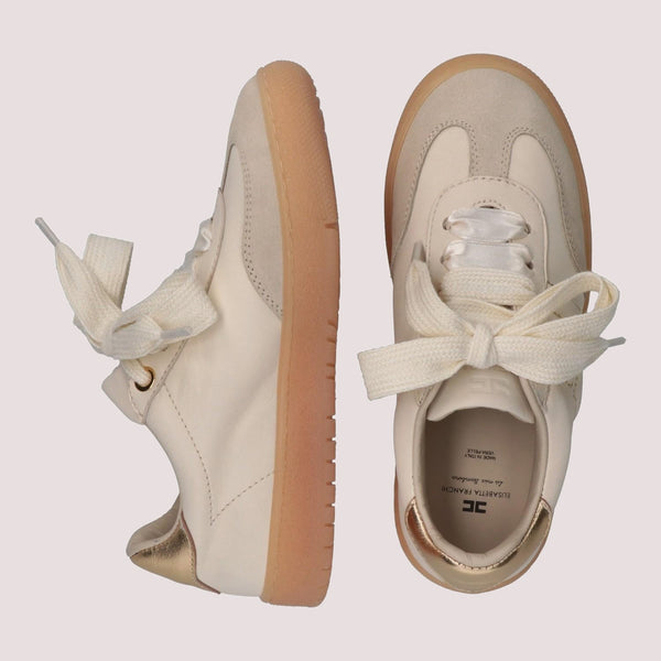Sneakers basse con fiocco e dettaglio metallico butter/gold F4A9 E0510 1877 /A725 ELISABETTA FRANCHI La Mia Bambina 