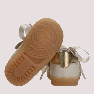 Sneakers in pelle con zip laterale e logo oro butter/gold F1A9 E0494 1877 /A725 ELISABETTA FRANCHI La Mia Bambina 