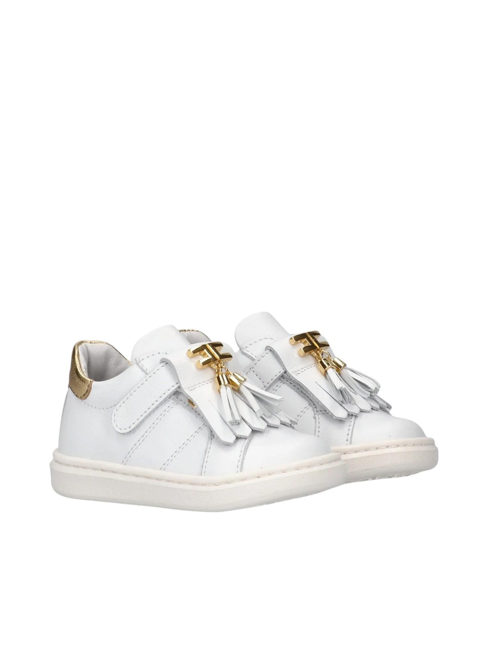 Sneakers bambina con nappine e dettagli oro