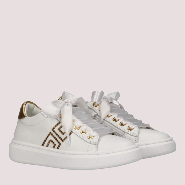 Sneaker low cut con logo cc ivory white/gold F4A9 E0504 0092 /B093 ELISABETTA FRANCHI La Mia Bambina 