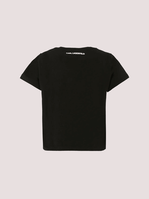 T-shirt nera con Choupette e paillettes Z30944 /09B KARL LAGERFELD 