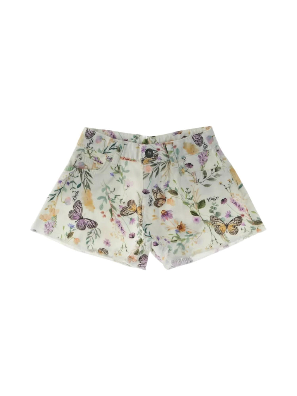 Shorts bambina floreali con stampa farfalle
