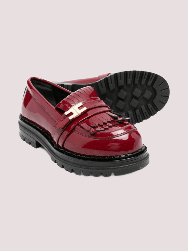 Mocassini in vernice con logo e dettagli smerlati bordeaux F4A4 E0400 1848 /R006 ELISABETTA FRANCHI La Mia Bambina 