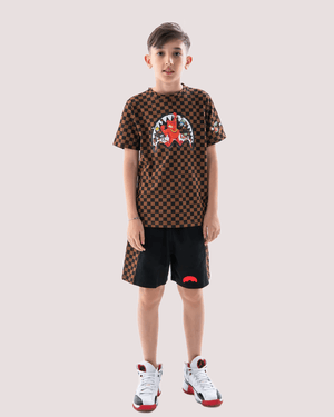 Get out bear checkered regular t-shirt SPY1424 /CHECK SPRAYGROUND 