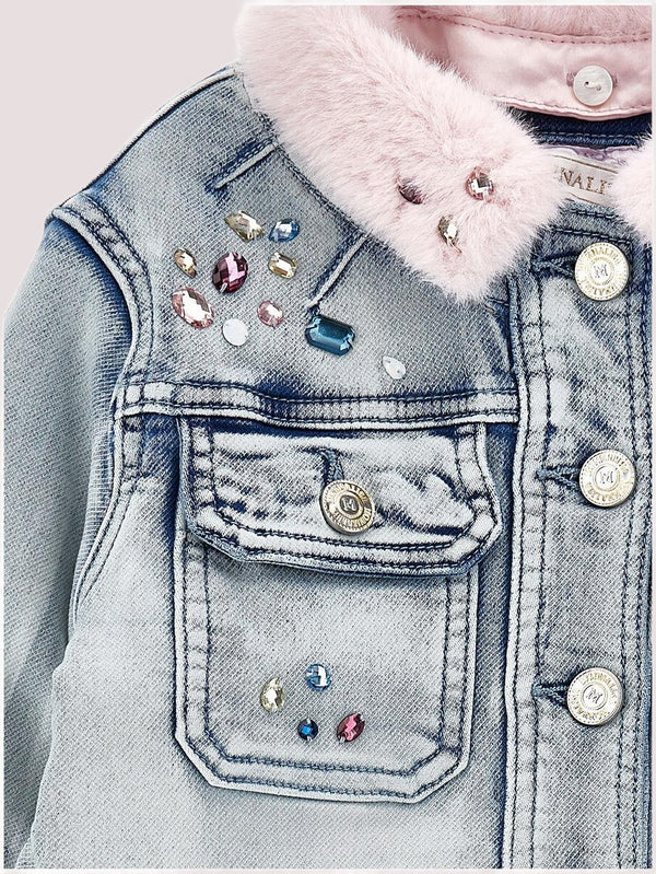 Jeans per bambina Monnalisa x Disney in denim con gemme Stitch<BR/> 19F403 6042 /0062 MONNALISA 