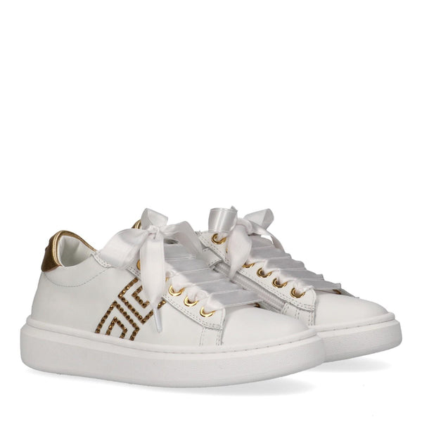 Sneaker low cut con logo cc ivory white/gold F4A9 E0504 0092 /B093 ELISABETTA FRANCHI La Mia Bambina 