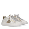 Sneaker low cut con logo cc ivory white/gold