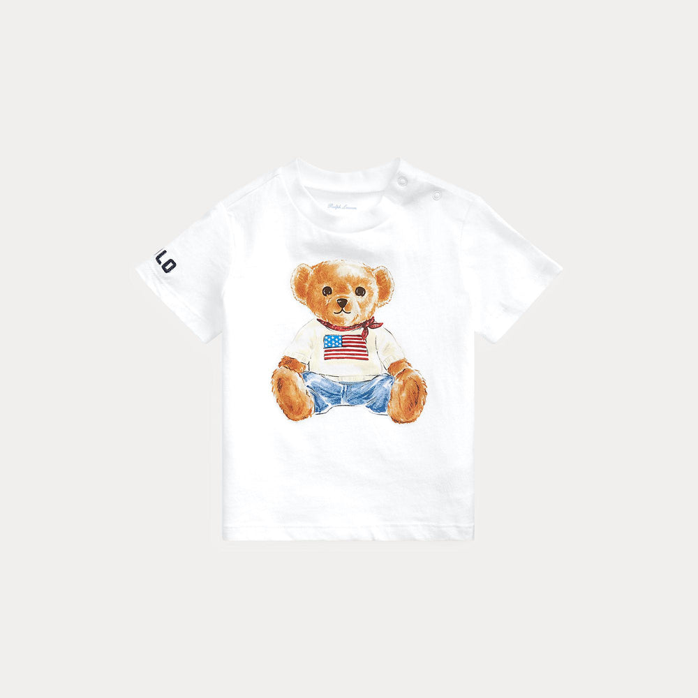 T-shirt in jersey di cotone con l'orso polo 320844731 /001 POLO RALPH LAUREN 
