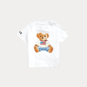 T-shirt in jersey di cotone con l'orso polo 320844731 /001 POLO RALPH LAUREN 