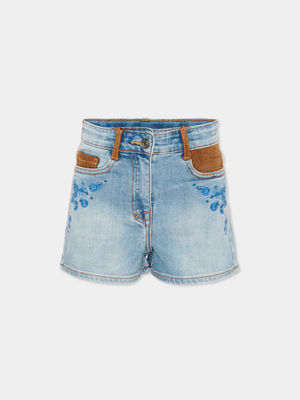 Shorts in denim con ricami floreali Z9G401 7015 /062S ERMANNO SCERVINO KIDS 