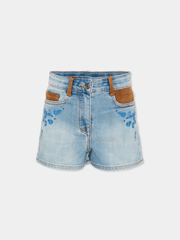 Shorts in denim con ricami floreali Z9G401 7015 /062S ERMANNO SCERVINO KIDS 
