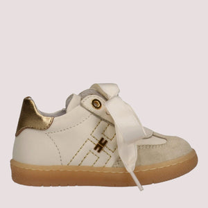 Sneakers in pelle con zip laterale e logo oro butter/gold F1A9 E0494 1877 /A725 ELISABETTA FRANCHI La Mia Bambina 
